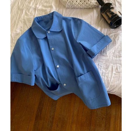 Long-Staple Cotton Rolled-Hem Mid-Length Sleeves Simple All-match Shirt